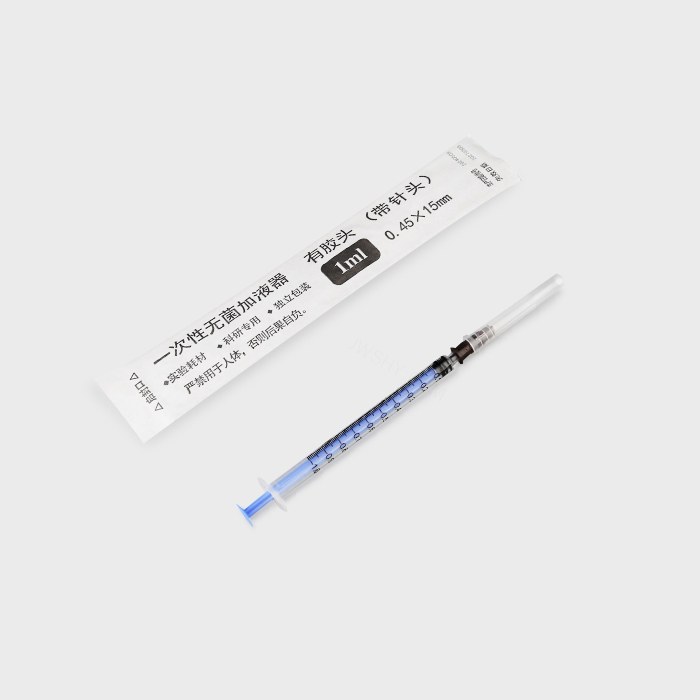 实验耗材 一次性无菌加液器 1ml 有胶头（带针头） 0.45&times;15mm 独立包装 科研专用 不可用于人体
