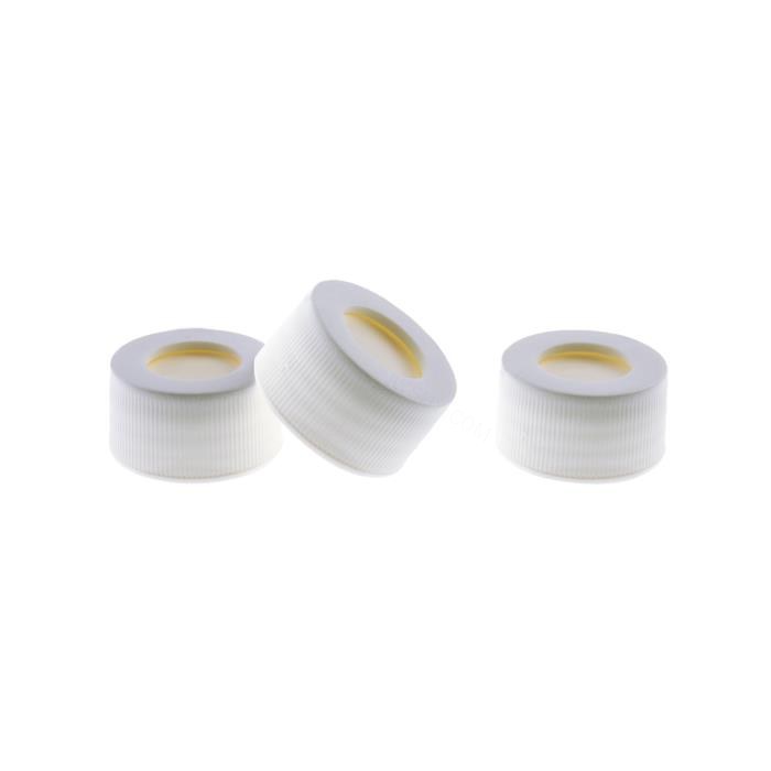 24-400预组装白色聚丙烯开孔螺纹盖 带超净本色PTFE/白色硅胶垫，厚3mm
