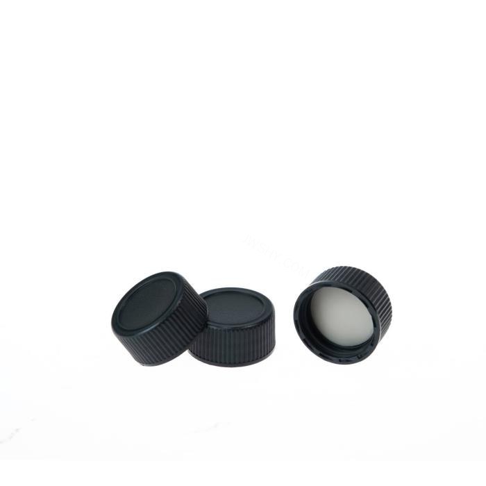 20-400预组装黑色聚丙烯实心螺纹盖 带本色PTFE/白色硅胶垫，厚2mm