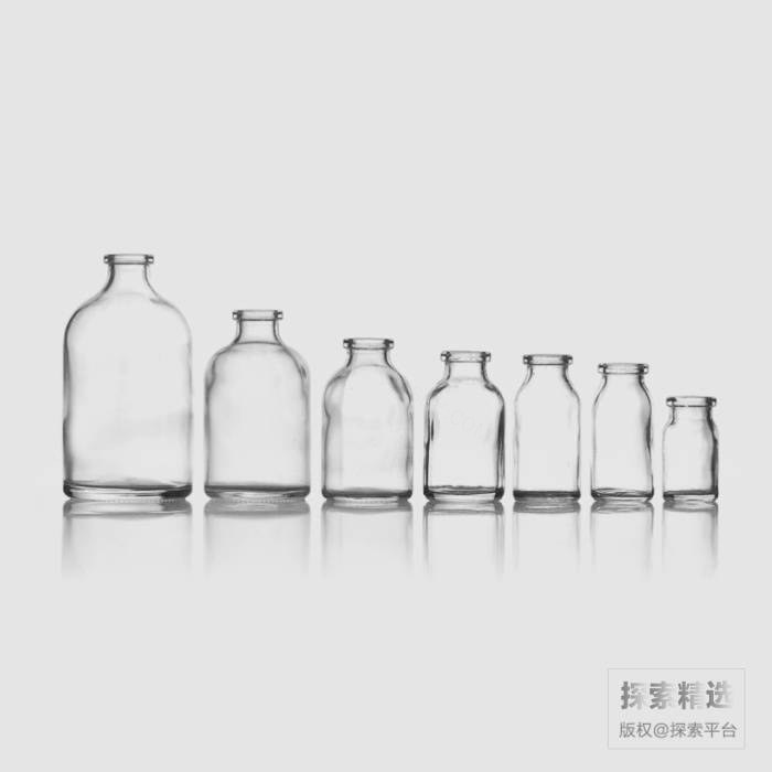 透明钠钙玻璃西林瓶 100mL 口径×高度×直径:20×94.5×51.6mm 含胶塞及蓝色铝塑盖 - 玖梧精选