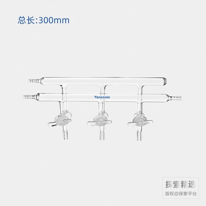 双排管真空气体分配器 空心玻璃节 节门组数:3 总长:300mm OD:10mm小咀:3个 左右前右后