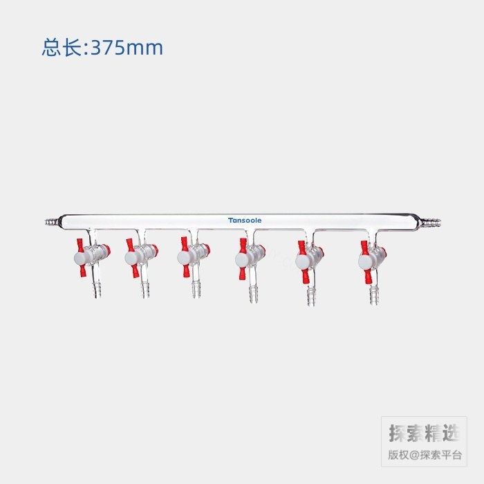 单排管真空气体分配器 四氟节门 节门组数:4 节门孔径:2mm 双OD:9mm小咀 总长:375mm