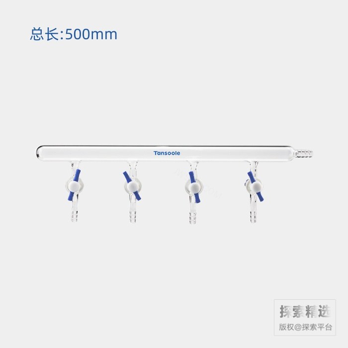 单排管真空气体分配器 四氟节门 节门组数:6 节门孔径:2mm 左OD:10mm小咀 总长:500mm