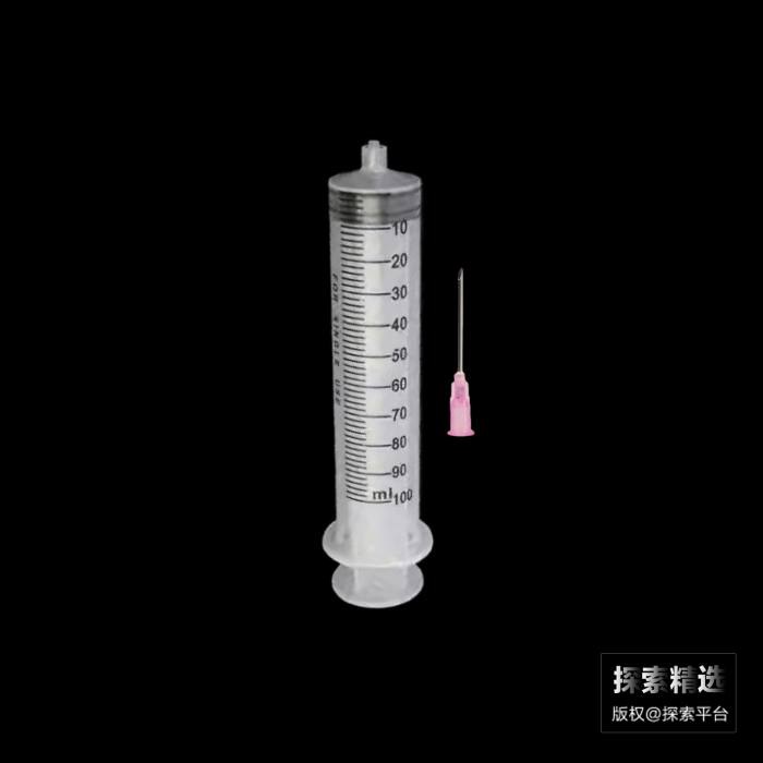 一次性螺口无菌加液器 半透明推杆 100mL 独立包装 含针头 1.2×34mm