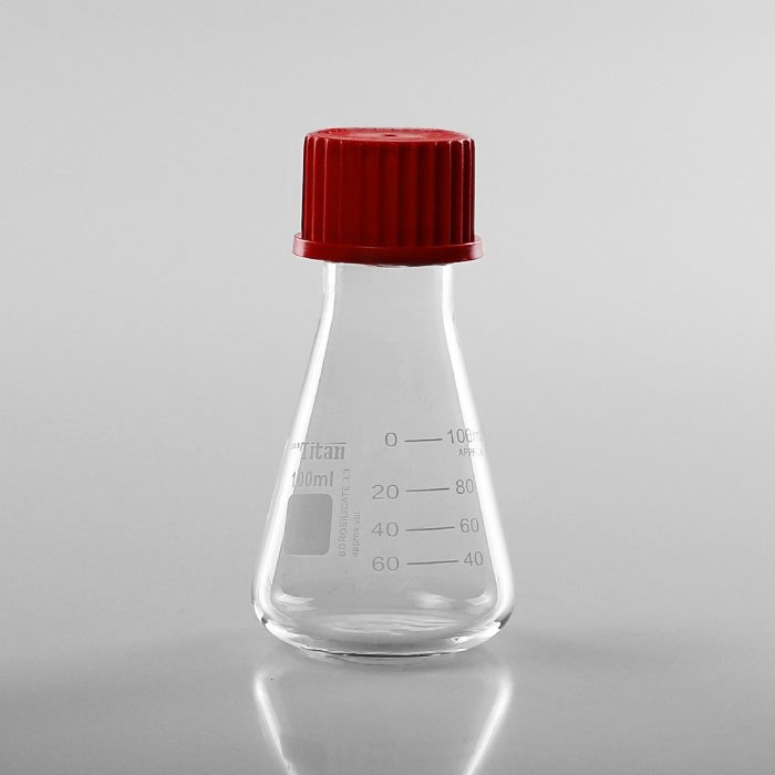 GL32螺口带盖三角烧瓶 含硅胶垫片 耐温180&deg; 特优级 100ml