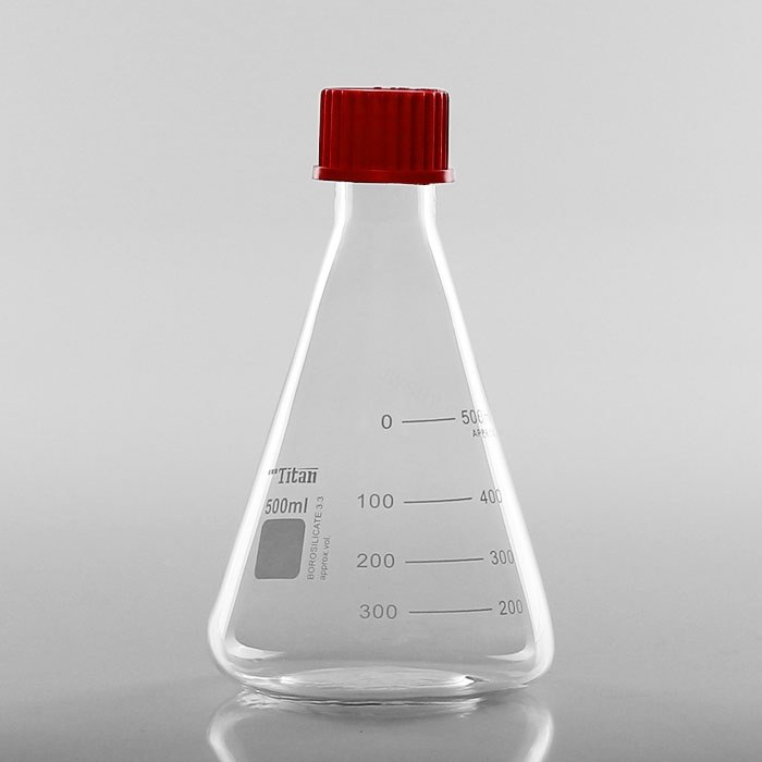 GL32螺口带盖三角烧瓶 含硅胶垫片 耐温180&deg; 特优级 500ml