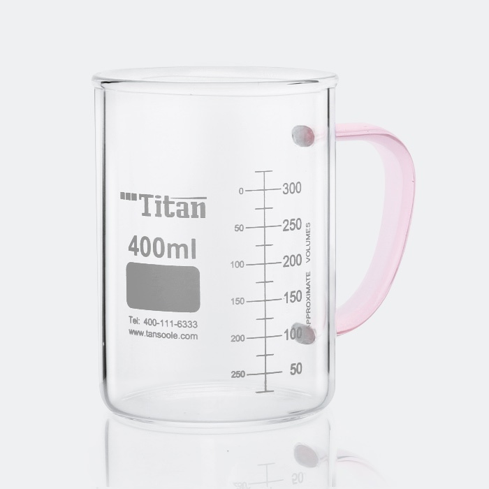 粉柄创意量杯 400mL 高硼硅