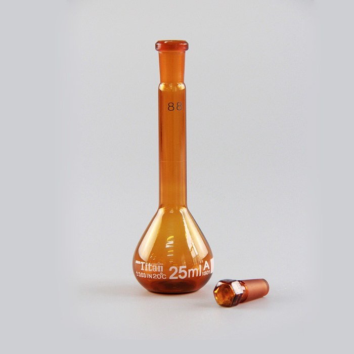 容量瓶（A级）10# 25mL 允差：&plusmn;0.03mL 琥珀色 特优级 包过检 不含证书