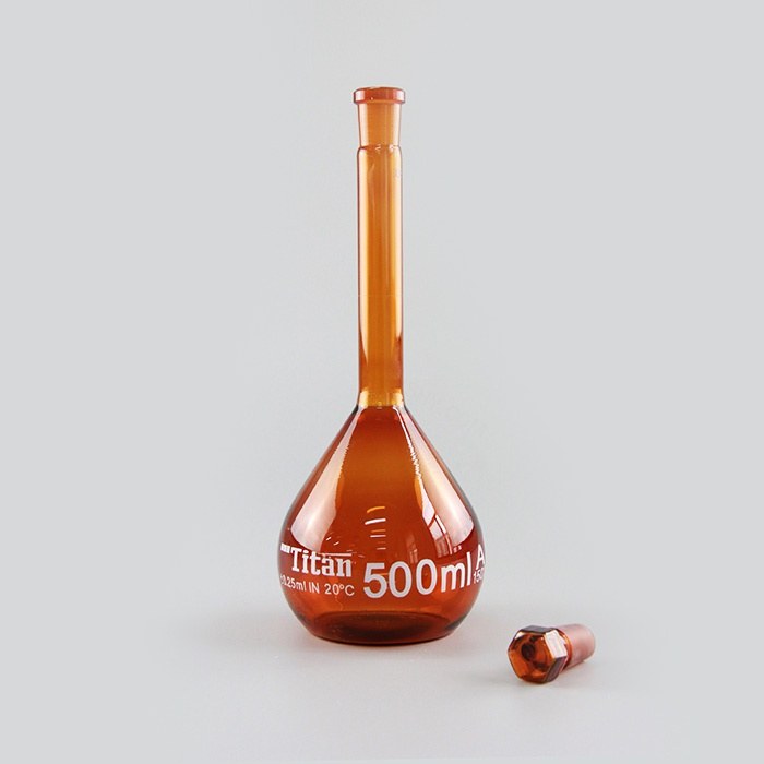 容量瓶（A级）19# 500mL 允差：&plusmn;0.25mL 琥珀色 特优级 包过检 不含证书