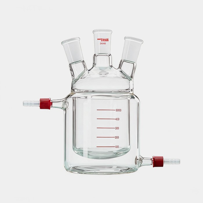 一体式平底三口夹层反应瓶 磨口：24/40 500mL
