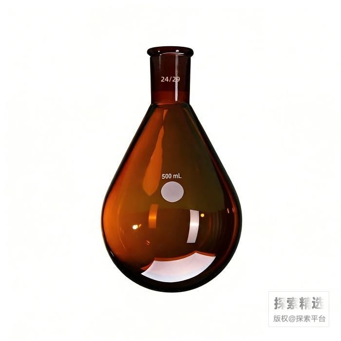 棕色玻璃厚壁茄型瓶 高强度 磨口：24/29 500mL - 玖梧精选