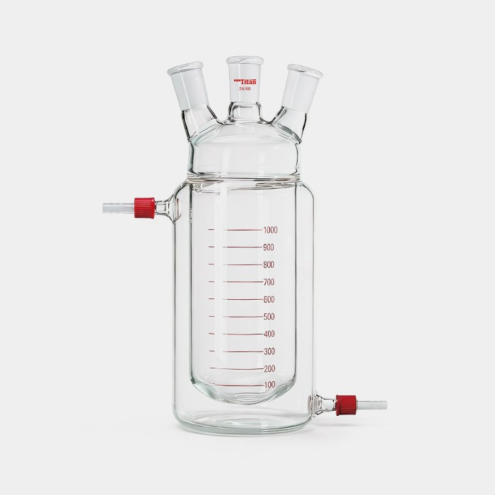 一体式平底三口夹层反应瓶 磨口：24/40 1000mL