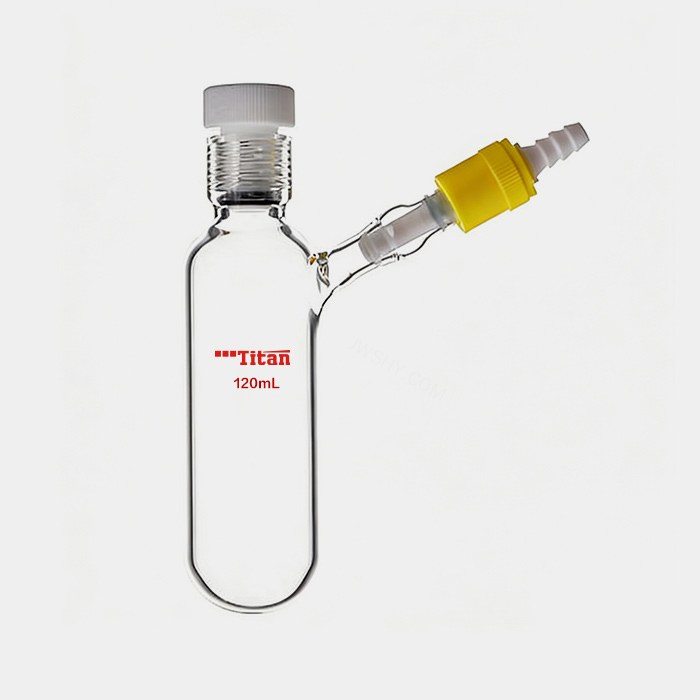 厚壁反应瓶 15#内螺纹 120mL 具侧管带通气孔高真空阀