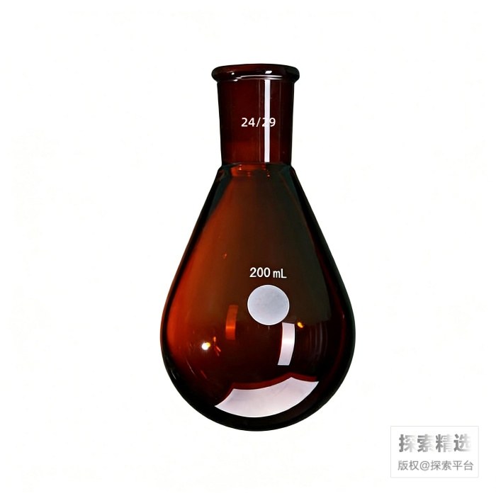 棕色玻璃厚壁茄型瓶 高强度 磨口：24/29 200mL - 玖梧精选