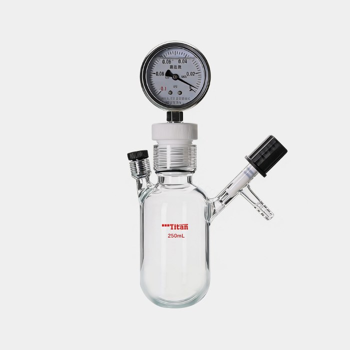 管型反应装置 250mL 左侧为温度计螺纹（含-0.1&mdash;0 MPa真空表）