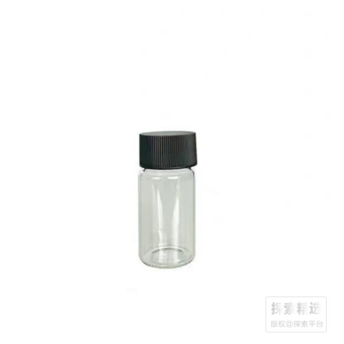 20ml 24-400螺纹口透明玻璃样品瓶，27.5*57mm，实心黑盖+PE垫片