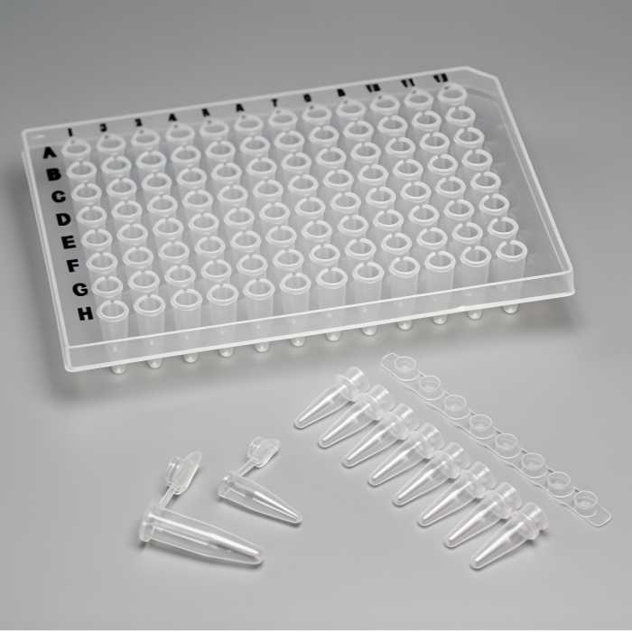 Axygen 爱思进&nbsp; PCR 1 x 8联排管平盖，适配0.2 mL PCR联排管，超透明，非灭菌, 科研级