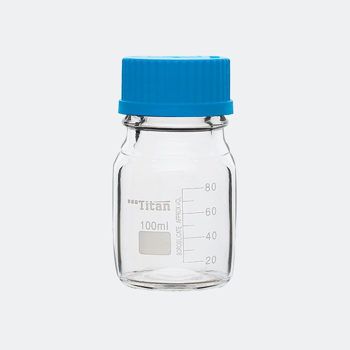 透明蓝盖试剂瓶 GL45 高硼硅 带独立防尘袋 100mL 底径&times;瓶高（mm）：60&times;100