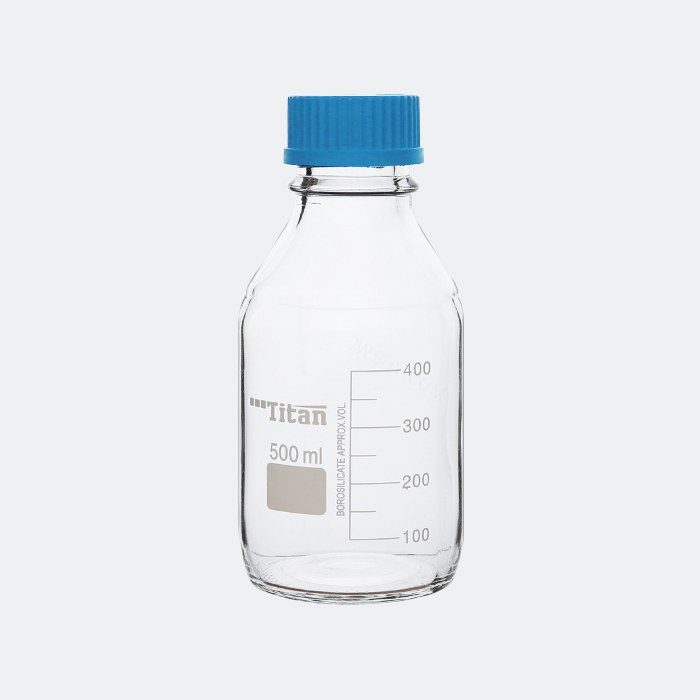 透明蓝盖试剂瓶 GL45 高硼硅 带独立防尘袋 500mL 底径&times;瓶高（mm）：85&times;175