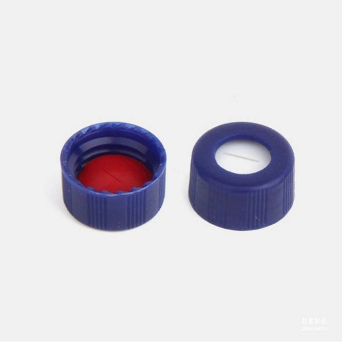 9-425预组装蓝色开孔螺纹盖 PTFE/硅橡胶,切口