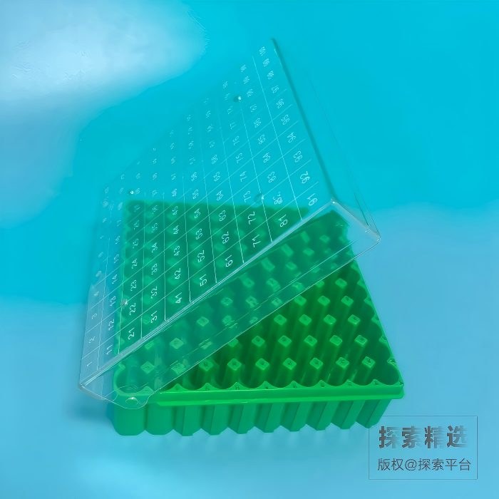PC 翻盖冻存盒，可放液氮，100格，尺寸：133*133*52mm