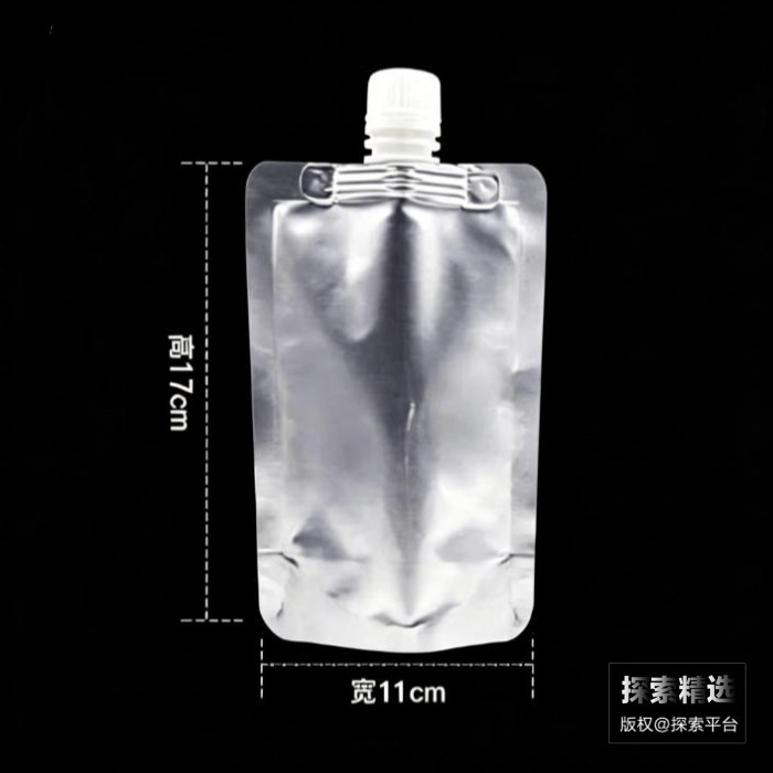 自立避光铝箔袋 中间吸嘴 300mL 尺寸：11×17cm 大口径：1.6cm - 玖梧精选