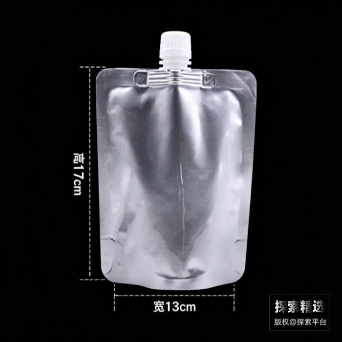 自立避光铝箔袋 中间吸嘴 380mL 尺寸：13×17cm 大口径：1.6cm - 玖梧精选