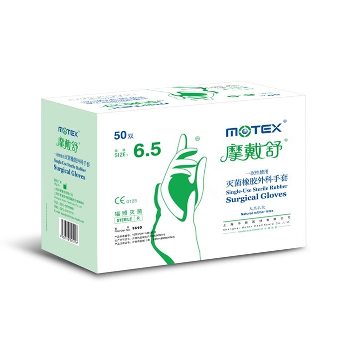 一次性使用灭菌无粉乳胶外科手套 12寸 纸袋 6.5码 箱装 单只克重约11.2&plusmn;0.2g 科研专用 不可用于临床 - 摩戴舒