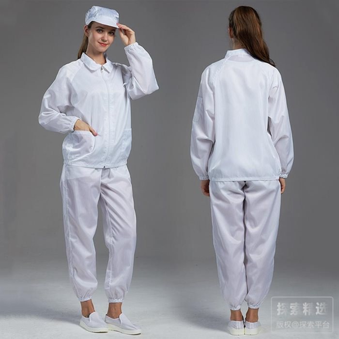 白色翻领款洁净分体服（不含帽） 不可高温灭菌 XXL号 适合176-180cm - 翰洋洁净