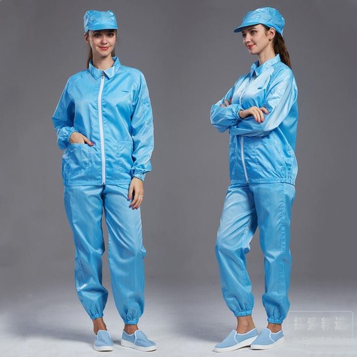 蓝色翻领款洁净分体服（不含帽） 不可高温灭菌 S号 适合156-160cm - 翰洋洁净
