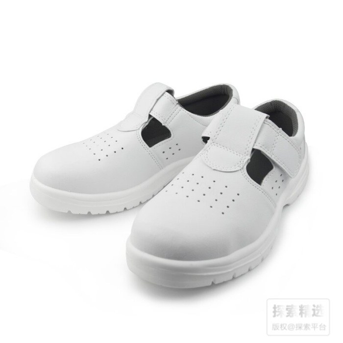 PU底防静电防砸洁净安全凉鞋 魔术贴款 白色 40码 不可高温灭菌 - 翰洋洁净