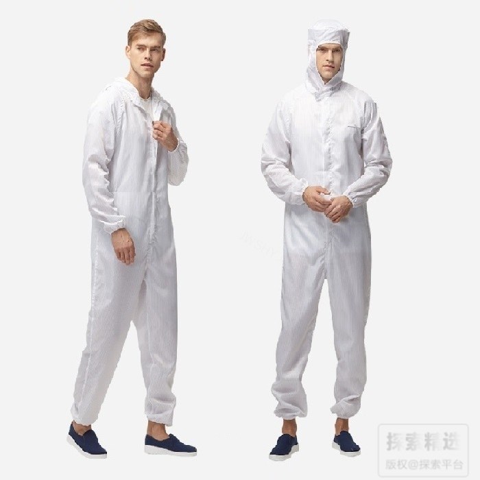 经济款三连体（连帽）白色洁净服 L 适合166-170cm 不可高温灭菌 - 翰洋洁净
