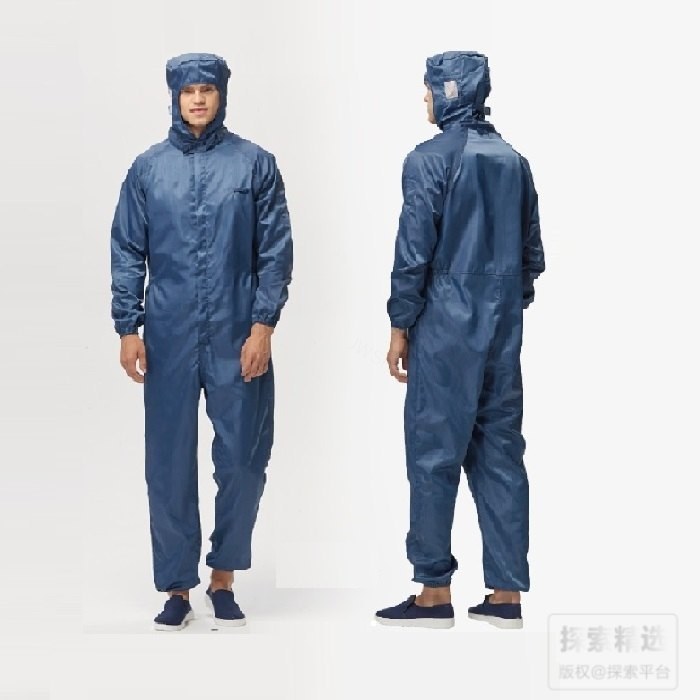 经济款三连体（连帽）藏青色洁净服 XXXXL 适合186-190cm 不可高温灭菌 - 翰洋洁净