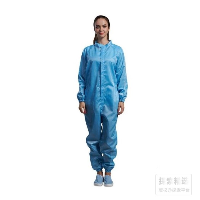 二连体蓝色立领款洁净服（不含帽） XXXXL 适合186-190cm 不可高温灭菌 - 翰洋洁净