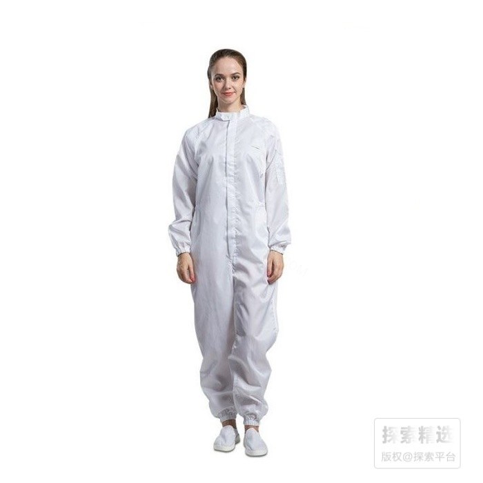 二连体白色立领款洁净服（不含帽） XXXL 适合181-185cm 不可高温灭菌 - 翰洋洁净