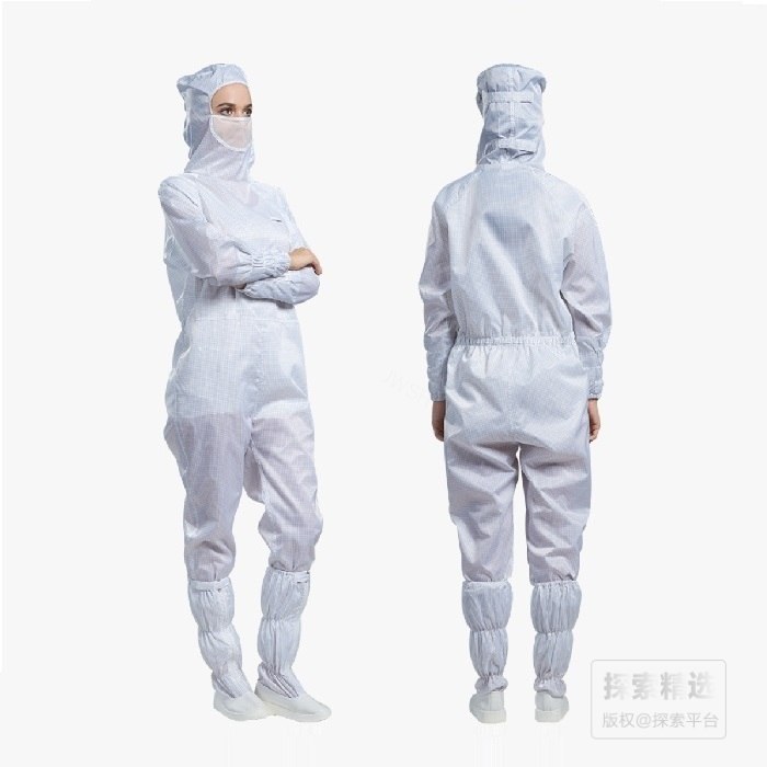 白色侧拉式三连体洁净服 XXL 适合176-180cm 不可高温灭菌 - 翰洋洁净