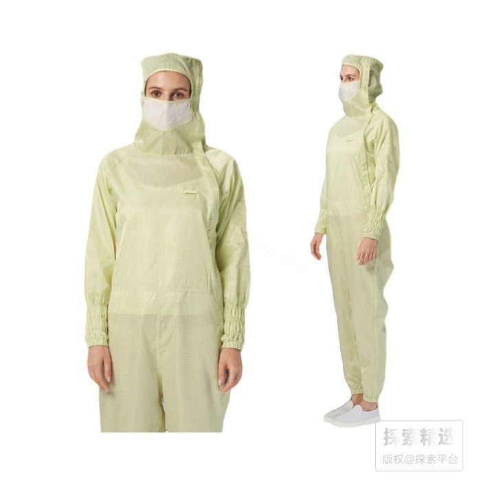 黄色侧拉式三连体洁净服 XL 适合171-175cm 不可高温灭菌 - 翰洋洁净