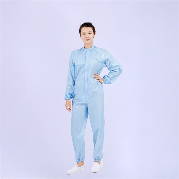 经济款0.5cm条纹防静电二连体洁净服 蓝色 不可高温灭菌 M码