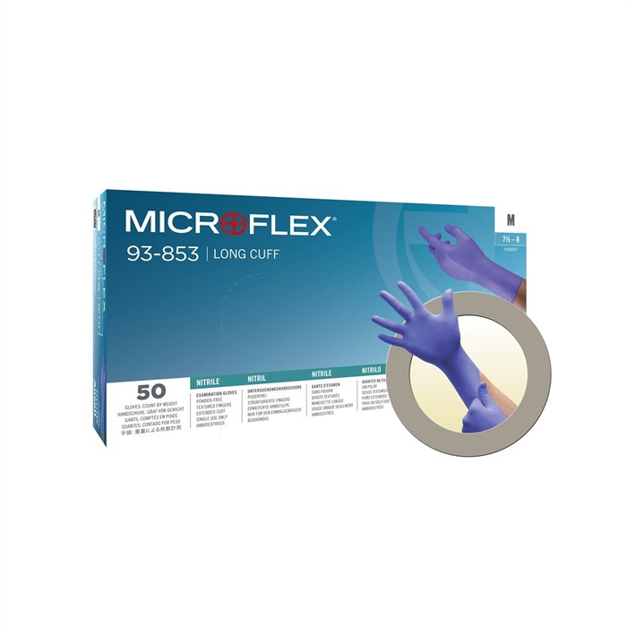 Microflex 一次性加长耐用蓝紫色丁腈检查手套 12寸 6.5-7码