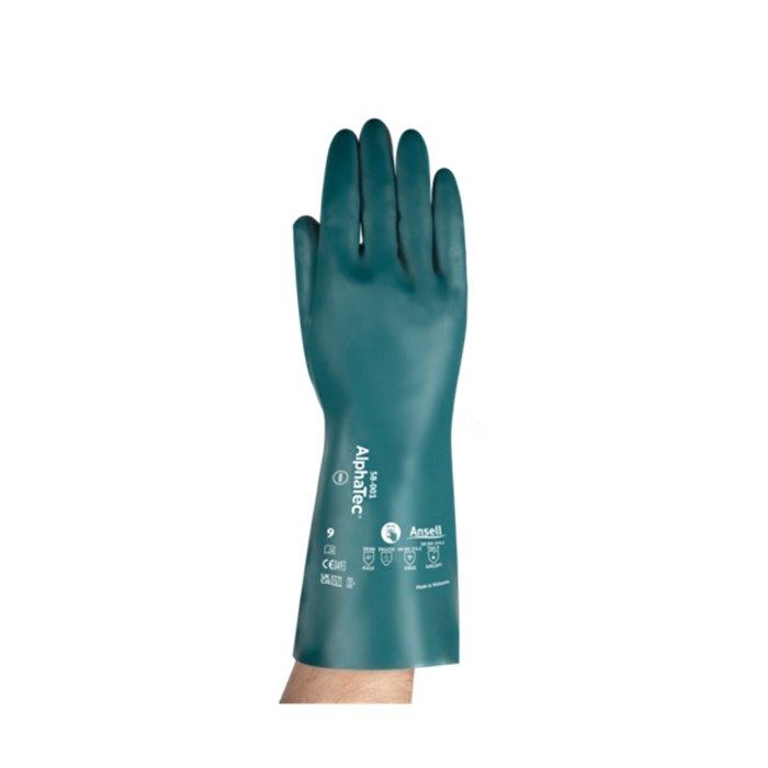 AlphaTec ESD舒适防化高性能丁腈手套 A类防化 33cm长 墨绿色 食品级 10码