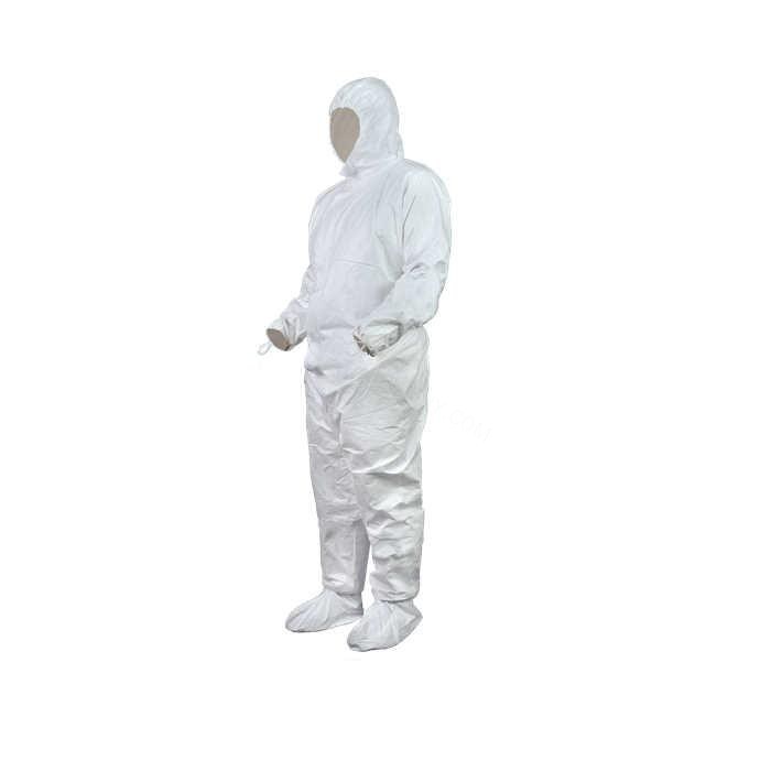 一次性无菌四连体洁净服 白色 多微孔透气膜面料 袖口拇指环 伽马灭菌 独立包装 适用ISO 7/GMP C级 M码