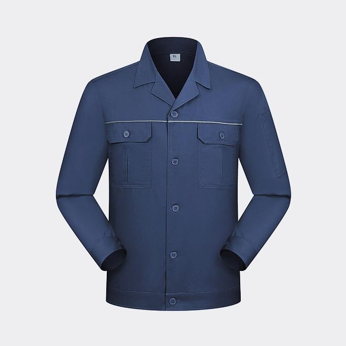 纽扣款夏季长袖工作服工装上衣 涤棉精梳磨毛（涤65%棉35%）藏蓝色 4XL/190码 - ACESUN艾斯琳