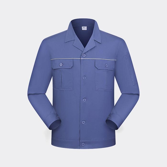 纽扣款夏季长袖工作服工装上衣 涤棉精梳磨毛（涤65%棉35%）深铁灰色 4XL/190码 - ACESUN艾斯琳