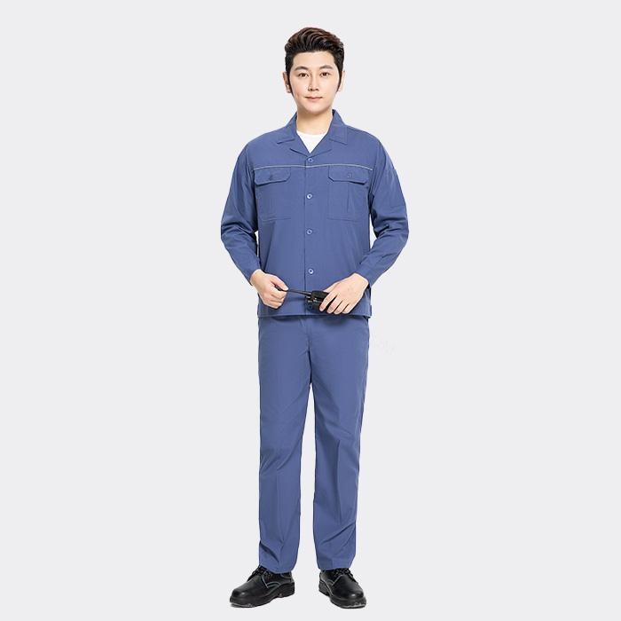 纽扣款夏季长袖工作服工装裤子 涤棉精梳磨毛（涤65%棉35%）深铁灰色 2XL/180码 - ACESUN艾斯琳
