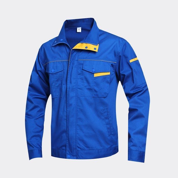 拉链款春秋长袖工作服工装上衣 涤棉厚纱卡（涤80%棉20%）中宝蓝色 4XL/190码 - ACESUN艾斯琳