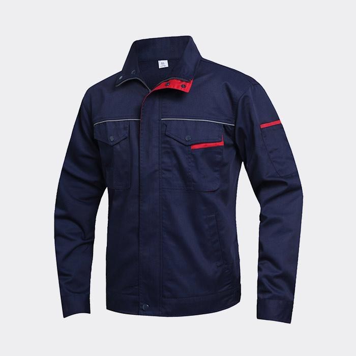 拉链款春秋长袖工作服工装上衣 涤棉厚纱卡（涤80%棉20%）深藏青色 S/160码 - ACESUN艾斯琳