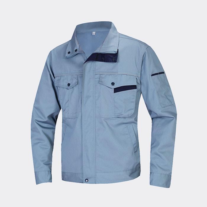 拉链款春秋长袖工作服工装上衣 涤棉厚纱卡（涤80%棉20%）豆灰色 4XL/190码 - ACESUN艾斯琳
