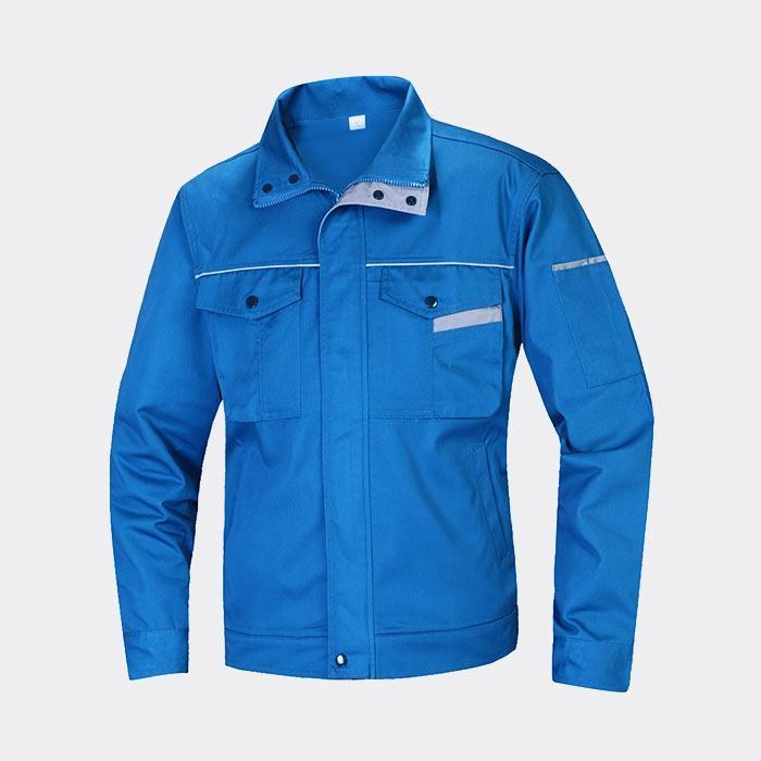 拉链款春秋长袖工作服工装上衣 涤棉厚纱卡（涤80%棉20%）蓝灰色 3XL/185码 - ACESUN艾斯琳