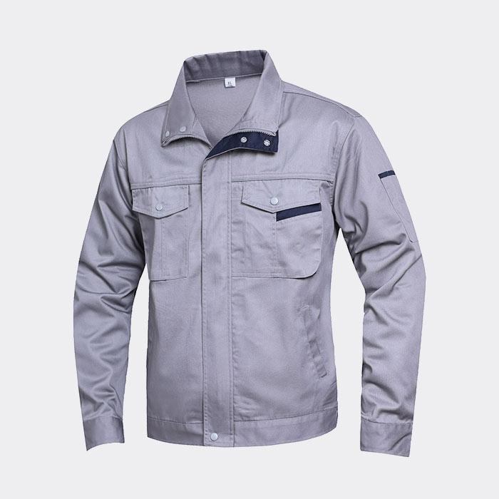 拉链款春秋长袖工作服工装上衣 涤棉厚纱卡（涤80%棉20%）中灰色 S/160码 - ACESUN艾斯琳