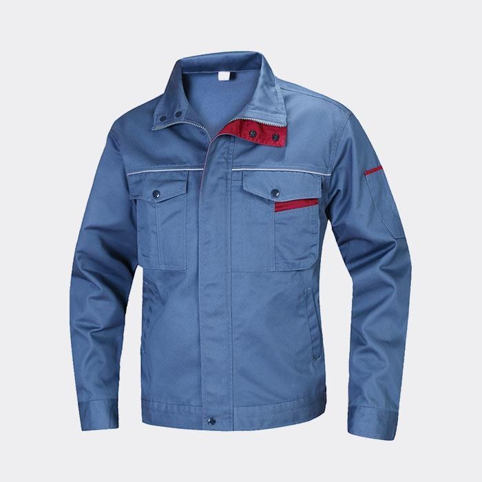 拉链款春秋长袖工作服工装上衣 涤棉厚纱卡（涤80%棉20%）深灰蓝色 4XL/190码 - ACESUN艾斯琳